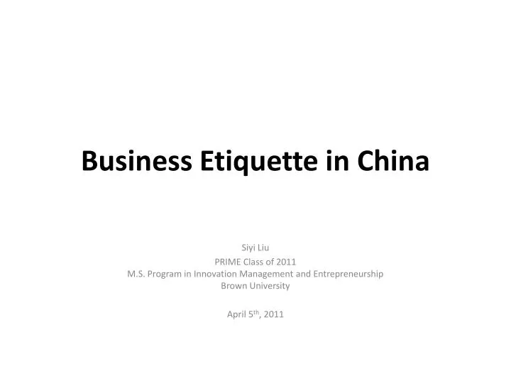 business etiquette in china presentation