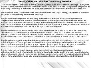 Jamul, California Launches Community Website