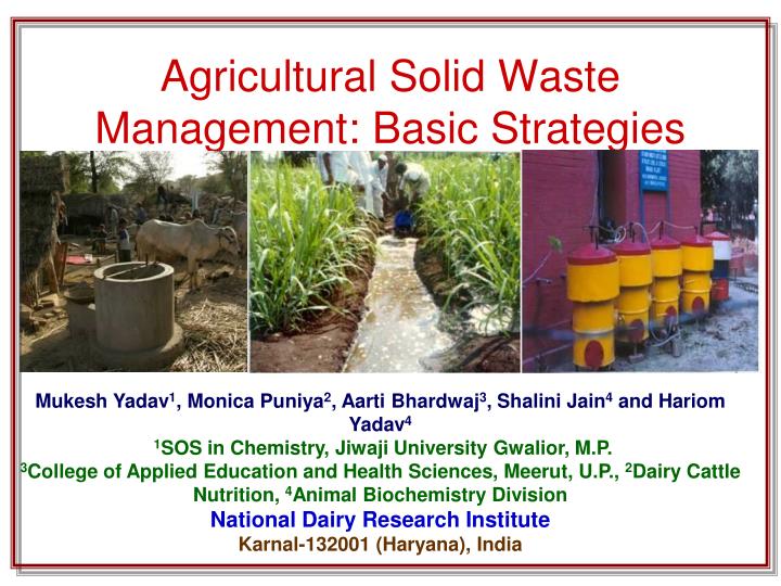 agricultural solid waste management basic strategies
