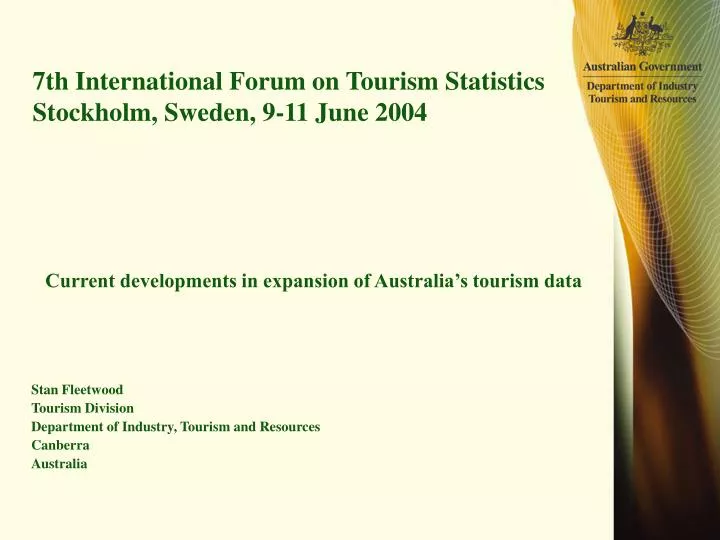 7th international forum on tourism statistics stockholm sweden 9 11 june 2004
