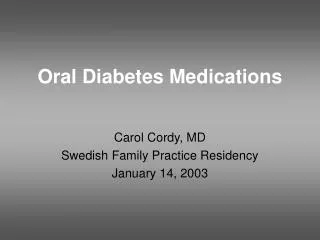 Oral Diabetes Medications