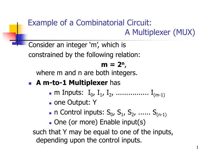 example of a combinatorial circuit a multiplexer mux