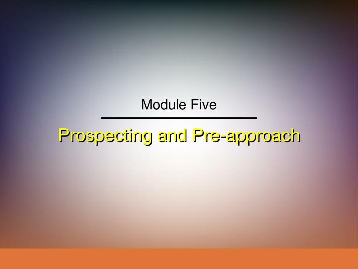prospecting and pre approach