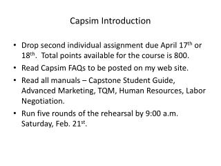Capsim Introduction