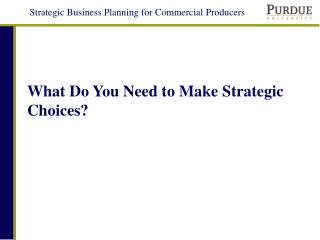 What Do You Need to Make Strategic Choices?