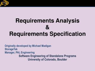 Requirements Analysis &amp; Requirements Specification