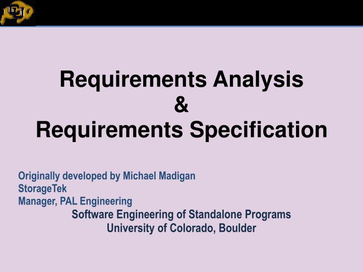 requirements analysis requirements specification