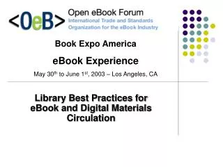 Library Best Practices for eBook and Digital Materials Circulation
