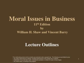 Moral Issues in Business 11 th Edition by William H. Shaw and Vincent Barry