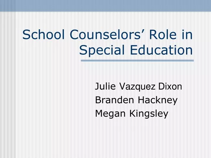 school counselors role in special education