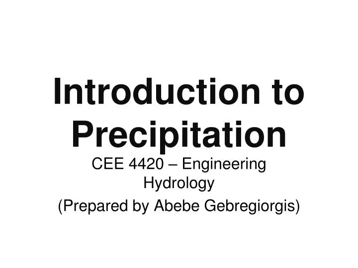 introduction to precipitation