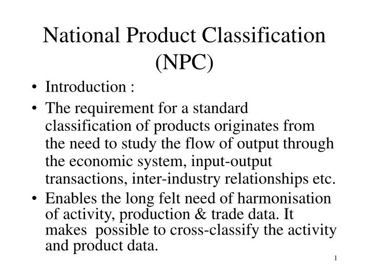 national product classification npc
