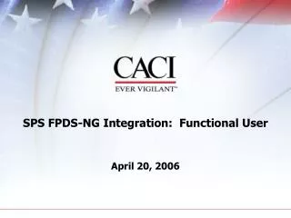SPS FPDS-NG Integration: Functional User