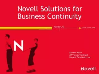 Novell Solutions for Business Continuity