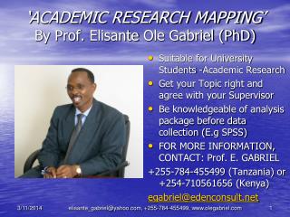 ‘ACADEMIC RESEARCH MAPPING’ By Prof. Elisante Ole Gabriel (PhD)