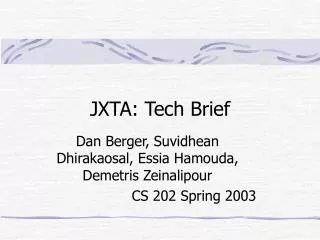 JXTA: Tech Brief
