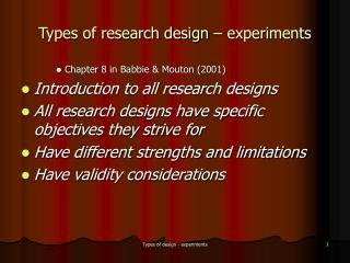 Types of research design – experiments