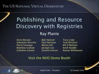Publishing and Resource Discovery with Registries