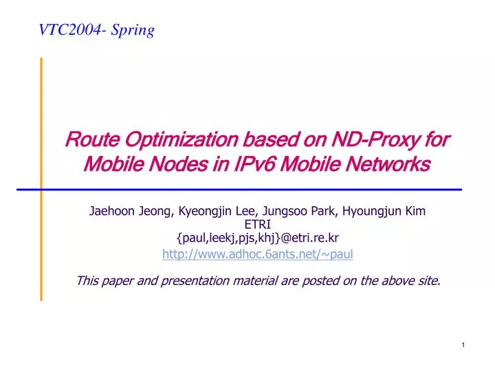 route optimization based on nd proxy for mobile nodes in ipv6 mobile networks