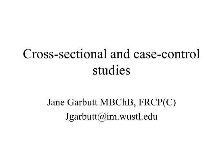 cross sectional and case control studies