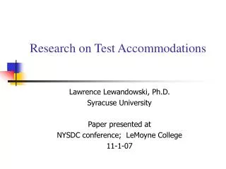 Research on Test Accommodations