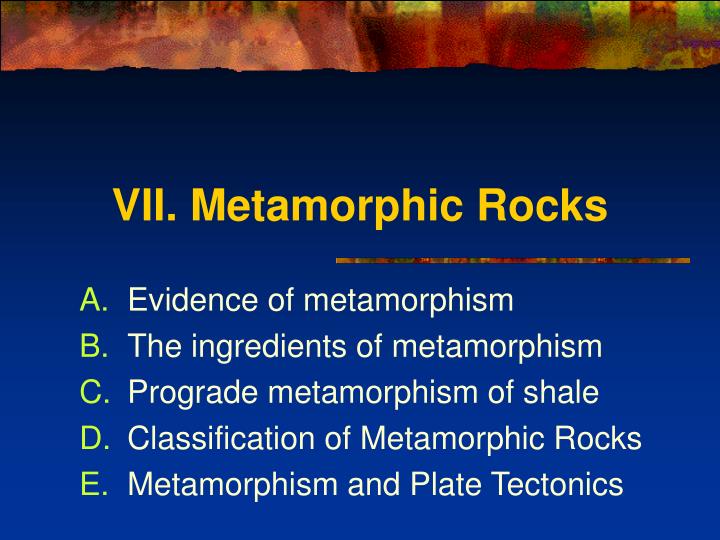 vii metamorphic rocks