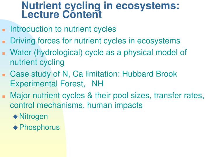 nutrient cycling in ecosystems lecture content