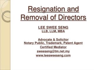 Resignation and Removal of Directors