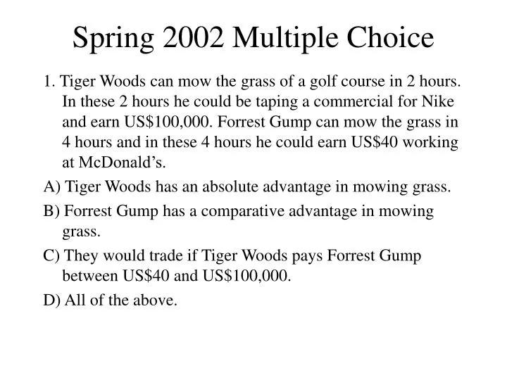 spring 2002 multiple choice
