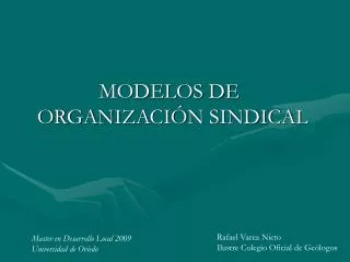 MODELOS DE ORGANIZACIÓN SINDICAL