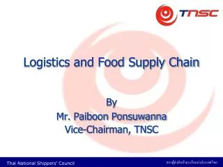 Logistics and Food Supply Chain