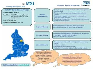 Commissioner: Hull PCT Providers: 	 Hull PCT Community Services	 Hull and East Yorkshire Acute Hospitals Trust