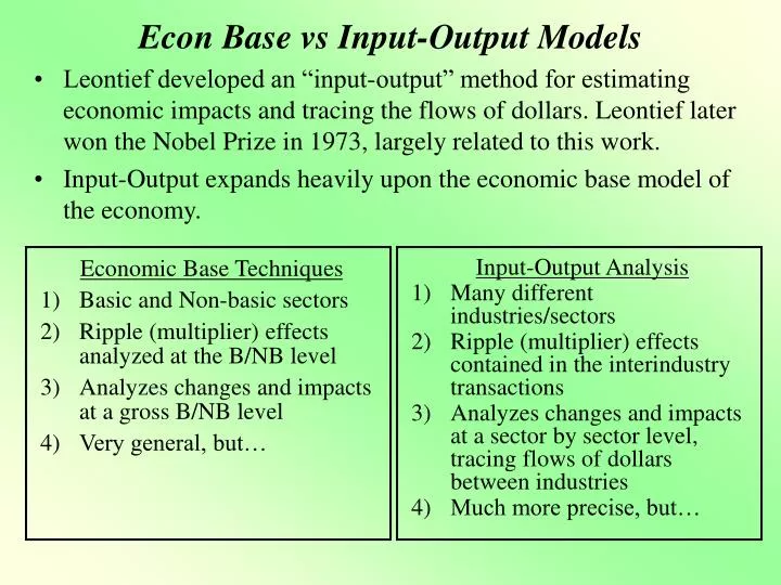 econ base vs input output models