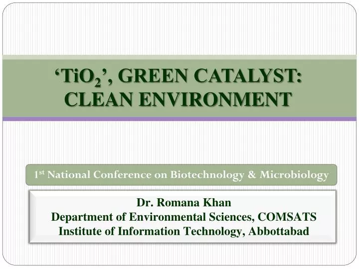 tio 2 green catalyst clean environment