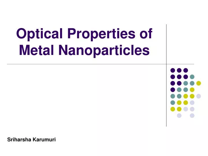 optical properties of metal nanoparticles