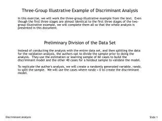 Three-Group Illustrative Example of Discriminant Analysis