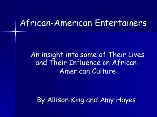 African-American Entertainers