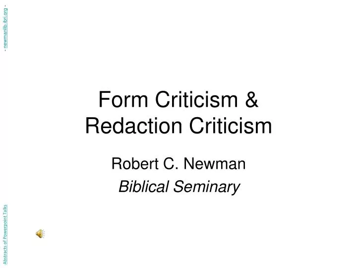 form criticism redaction criticism
