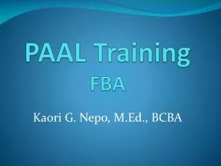 PAAL Training FBA