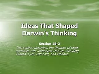 Ideas That Shaped Darwin’s Thinking