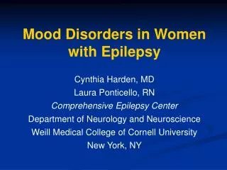Mood Disorders in Women with Epilepsy