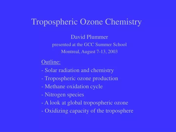 tropospheric ozone chemistry