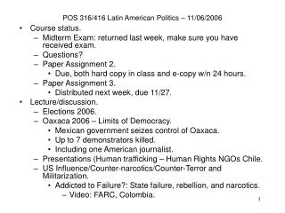 POS 316/416 Latin American Politics – 11/06/2006