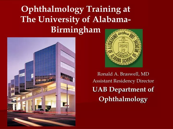 ronald a braswell md assistant residency director uab department of ophthalmology