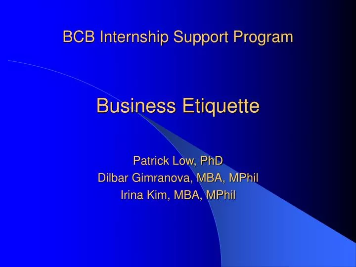 bcb internship support program business etiquette