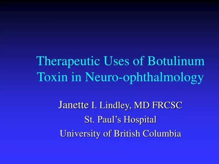 therapeutic uses of botulinum toxin in neuro ophthalmology
