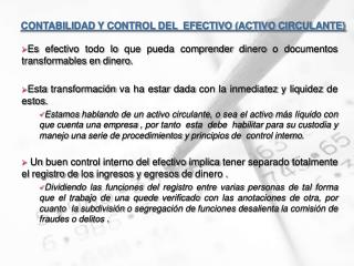 CONTABILIDAD Y CONTROL DEL EFECTIVO (ACTIVO CIRCULANTE)