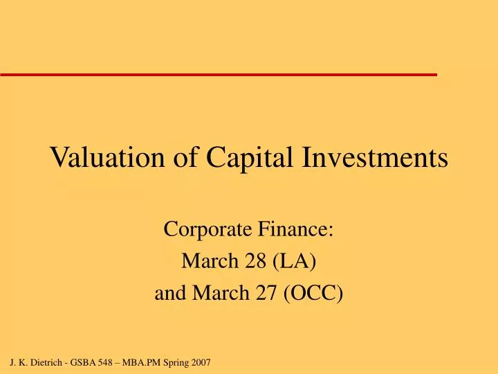 valuation of capital investments