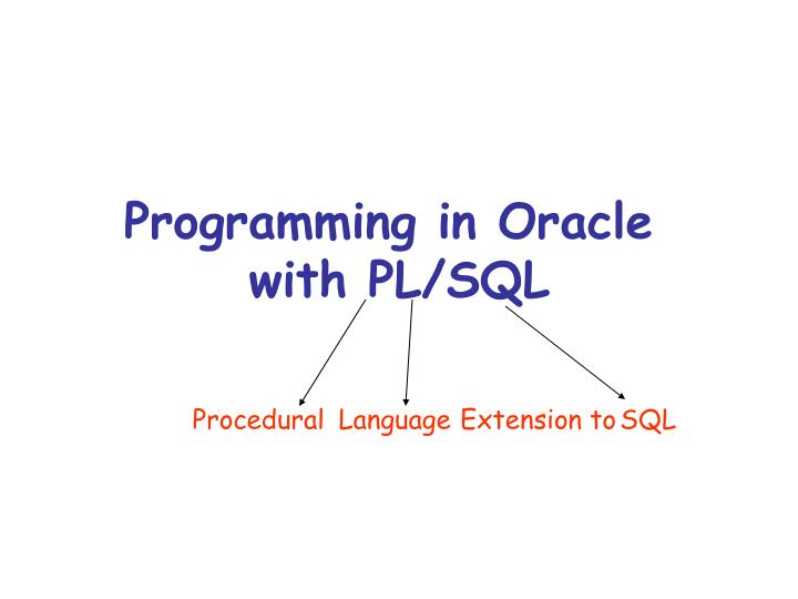programming in oracle with pl sql