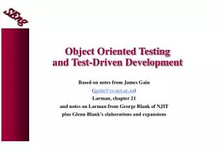 Object Oriented Testing and Test-Driven Development